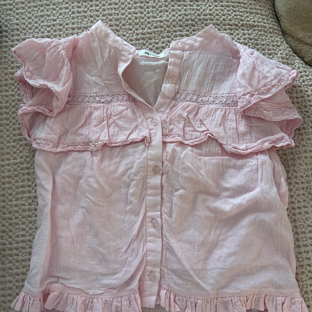 Women's pink ruffle top